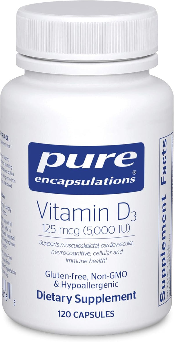 Pure Encapsulations Vitamin D3 125 Mcg (5,000 IU) - Supplement to Support Bone, Joint, Breast, Heart, Colon, and Immune Health* - with Vitamin D -