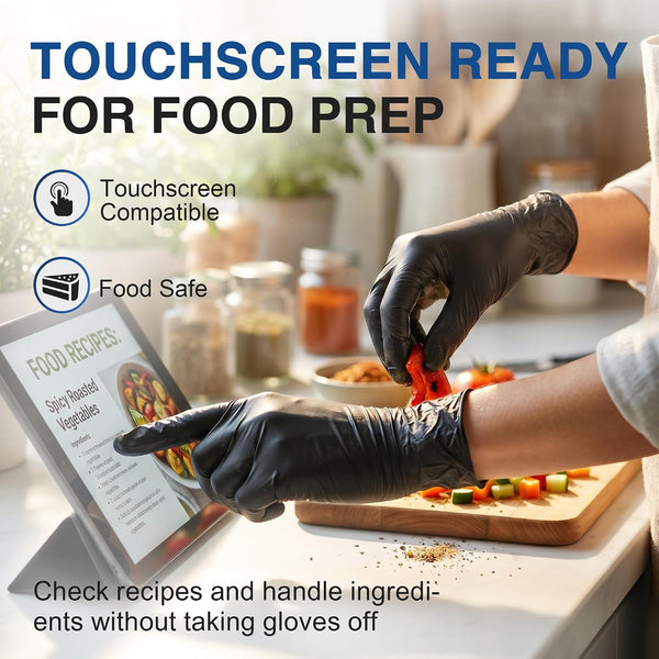 Schneider Black Nitrile Gloves, Gloves Disposable Latex Free, Powder Free Black Large 100