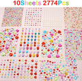MYDBUYSOME 2774pcs Gem Stickers Jewels for Crafts, Self Adhesive Rhinestone Jewel Stick on Gems, Acrylic Bling Heart Stickers, Craft Supplies for Kids