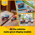 LEGO Creator 3 in 1 Flatbed Truck with Helicopter Toy, Transforms from Flatbed Truck Toy to Propeller Plane to Hot Rod and SUV Cars, Gift Idea for