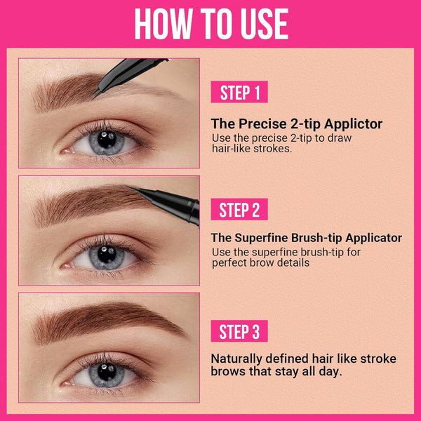 iMethod Curved Eyebrow Pen - 2-in-1 Dual-Ended Eyebrow Pencil with Curved Tip and Precise Brush-Tip, Microblading Pen for Natural Hair-Like Brows,