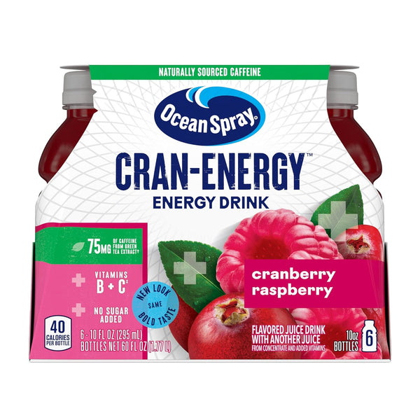 Ocean Spray® Cran-Energy™ Cranberry Raspberry Juice Drinks, 10 Fl Oz Bottles, 6 Count (Pack of 1) Cranberry Raspberry 10 Fl Oz (Pack of 6)