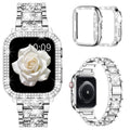Mosonio Compatible with Apple Watch Band 38mm 40mm 41mm 42mm 44mm 45mm 46mm 49mm with 2 Pack Case Women, Jewelry Replacement Metal Bands Strap