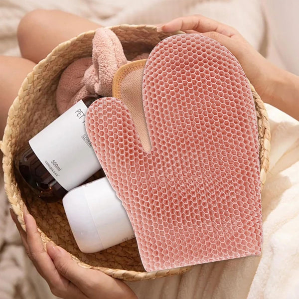 Honeycomb Exfoliating Bath Gloves - Microfiber for Enhanced Blood Circulation & Soft, Smooth Skin - Exfoliating Shower Mitt Sponges for All Skin