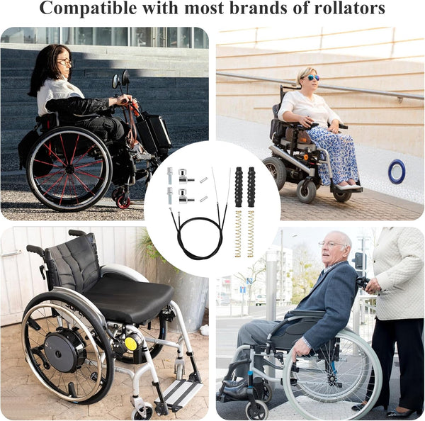 2 Pack Rollator Brake Cable Replacement, 41" Brake Cable for Folding Wheelchair Rollator, Universal Cable Drive Walker Parts (14 Pcs 1 Pair)