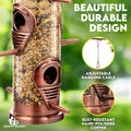 Bird Feeder for Outdoors (Brushed Metal Copper) Hanging Bird Feeders with Locking Lid & Adjustable Hanger, Chew-Proof, Weather Resistant (15