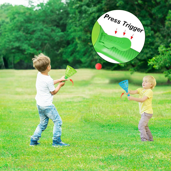 Duckura Outdoor Indoor Game Activities for Kids, Pop-Pass-Catch Ball Game with 4 Catch Launcher Baskets and 24 Balls, Easter Basket Stuffers Gifts