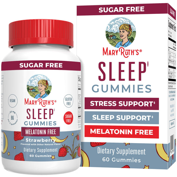 Maryruth Organics Sleep Gummies | Sugar Free | NO Melatonin | L Theanine | Lemon Balm Leaf | Chamomile | Vitamin B6 | Relaxation & Sleep Support |