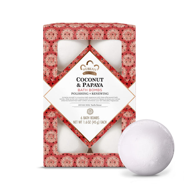 Nubian Heritage Bath Bombs Coconut and Papaya Renewing Bath and Body Products 1.