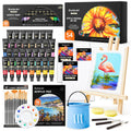 Shuttle Art 54 Pack Acrylic Paint Set, Acrylic Painting Set with 30 Colors Acrylic Paint, Wooden Easel, Painting Canvas, Paint Brushes, Palette,