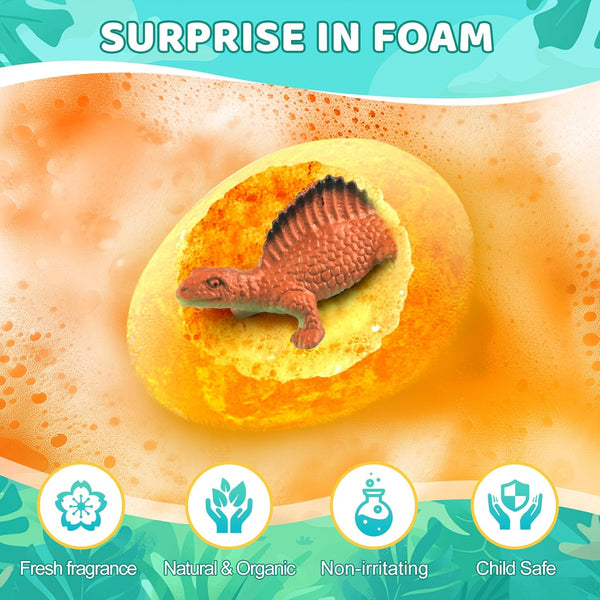 Bath Bombs for Kids with Surprise Toys Inside - 9 Pack Dinosaur Bath Bombs Gift Set, Dinosaur Toys for Kids 3 4 5 6 7 8 9 Years, Birthday Gifts