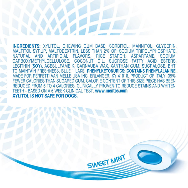 Mentos Pure White Sugar-Free Chewing Gum With Xylitol, Sweet Mint, Holiday Candy, Bulk, 50Piece Bottle (Pack Of 6) | Chewing Gum with Xylitol,