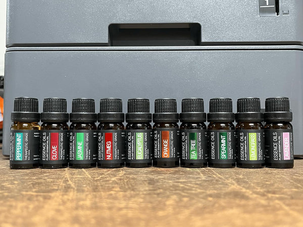 Ultimate Aromatherapy Diffuser & Essential Oil Set - Ultrasonic Top 10 Oils Modern with 4 Timer 7 Ambient Light Settings Therapeutic Grade Lavender