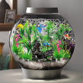 Fish Tank Accessories Aquarium Decorations Plants, 9Pcs Green Fish Tank Decorations Plants and Cave Rock Decoration Decor Set, Aquarium Decor