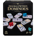 Spin Master Games Double 15 Dominoes Set in Storage Tin Classic Tile Game Multi Color