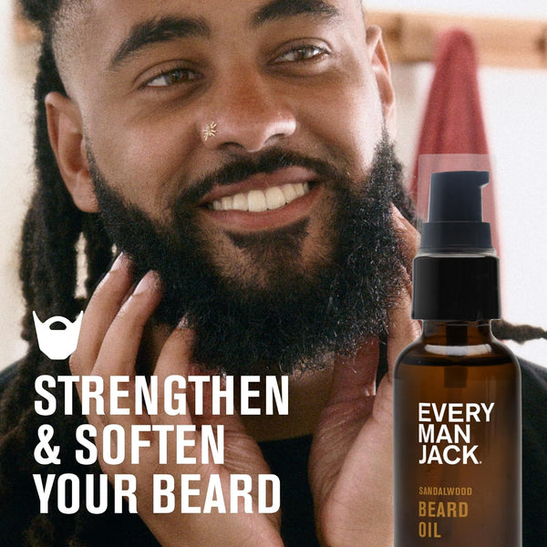 Every Man Jack Mens Beard Oil - Subtle Aged Bourbon & Sandalwood Fragrance - Deeply Moisturizes and Softens Your Beard and Adds a Natural Shine -