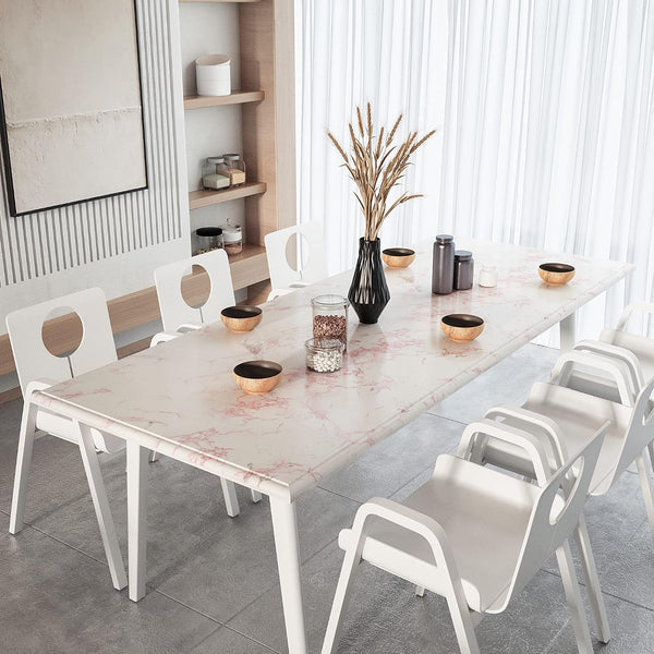 Glossy White/Pink Marble Contact Paper for Countertop Granite Wallpaper 15.8"×393" Marble Peel and Stick Wallpaper Self-Adhesive Removable Wall