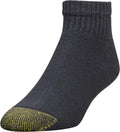 GOLDTOE Men's 656P Cotton Ankle Athletic Socks, Multipairs 6 Black (6-pairs) Large
