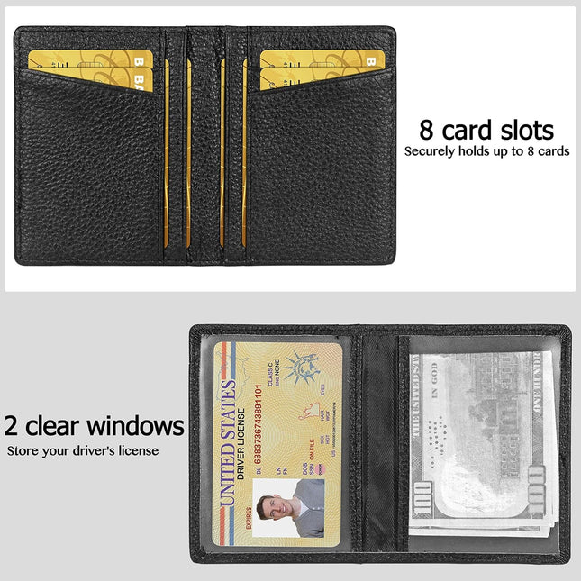 Unaone Slim Minimalist Wallet - Premium Leather RFID Blocking Front Pocket Walle