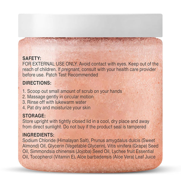 MAJESTIC PURE Himalayan Salt Body Scrub with Lychee Oil, Exfoliating Salt Scrub to Exfoliate & Moisturize Skin, Deep Cleansing - 10 oz Himalayan