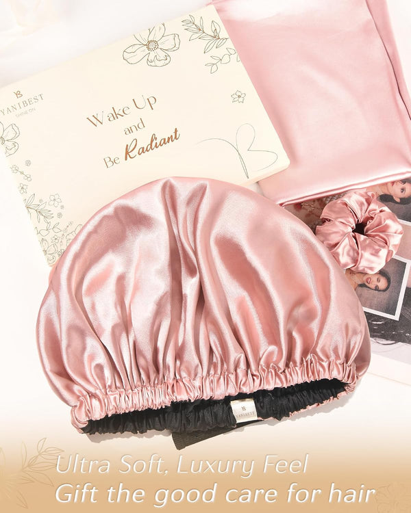 YANIBEST Adjustable Satin Bonnet to Reduce Frizz, Silk Feeling Hair Wrap One Size Bold Cheetah
