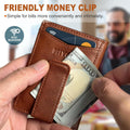 Airtag Wallet for Men- with Money Clip Gift Boxed, Magnetic Closure Slim Genuine Leather Front Pocket Wallet, 3.9"X 2.7", RFID Blocking