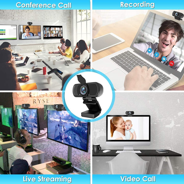 XPCAM HD 1080p Webcam with Microphone,USB Web Camera for Computer PC Laptop | PC Webcam with Cover/Tripod,110°FOV Wide Angle,Plug&Play Streaming