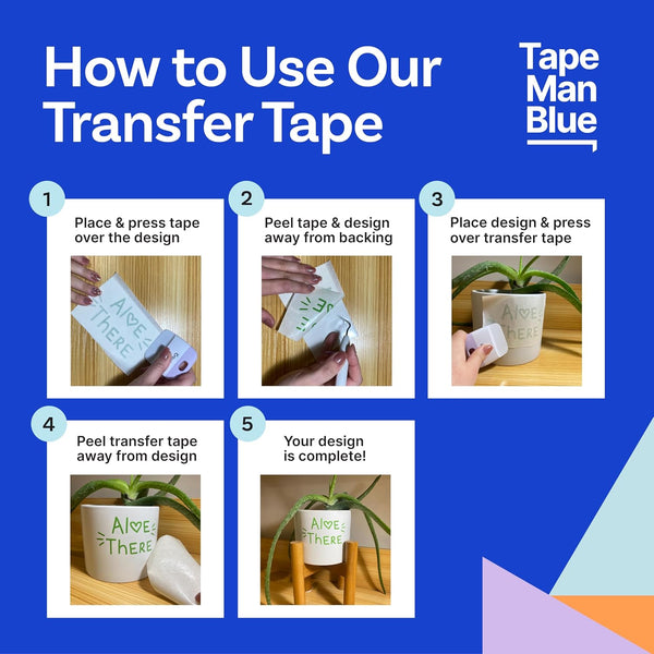 TapeManBlue 12" x 100' Roll of Paper Transfer Tape for Vinyl, Made in America, Premium-Grade Transfer Paper for Vinyl with Layflat Adhesive for