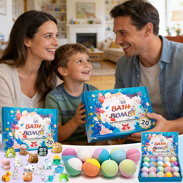 20 Pack Bath Bombs for Kids with Surprise Inside Bubble Bath Toys Organic Natural Bath Bombs Set Easter Basket Stuffers Birthday Christmas Gift