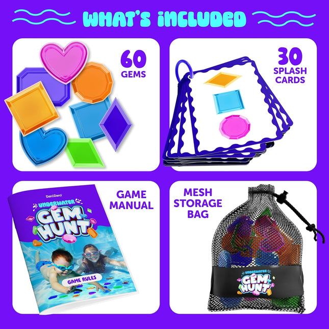 Dan&Darci Pool Gem Hunt Diving Game for Kids - Pools Toys for Kid Ages 6 7 8 9 1
