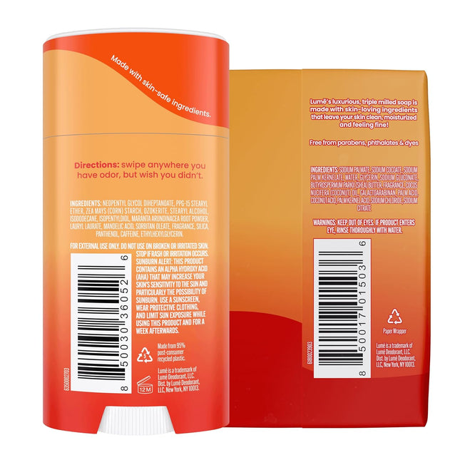 Lume Whole Body Deodorant and Soap - 2.6 Ounce Smooth Solid Stick with 72 Hour O