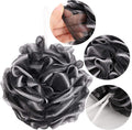BTYMS 4 Pieces Shower Loofahs Bath Scrunchies 75g/pcs Large Bath Sponge Body Loofahs Shower Pouf Mesh Pouf for Bathing Black 1 Count (Pack of 4)