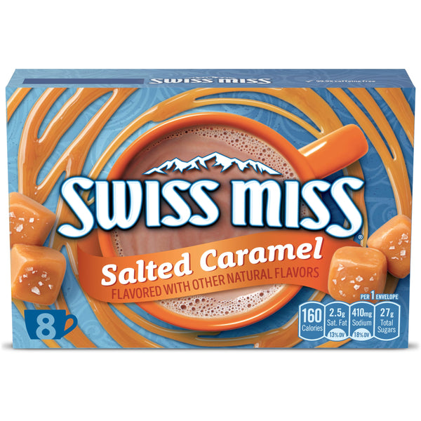 Swiss Miss Salted Caramel Flavored Hot Cocoa Mix, Hot Cocoa Bar Supplies, 1.38 oz., 8-Count Envelopes Salted Caramel 1.38 Ounce (Pack of 8)