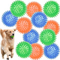 LECHONG 12pack Squeaky Dog Toys Spiky Dog Balls Cleans Teeth and Promotes Dental and Gum Health for Your Pet Squeaker Ball Toys for Aggressive