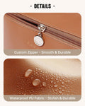 EACHY Travel Makeup Bag, Large Capacity Cosmetic Bag for Women, Waterproof PU Leather, Flat Open Portable Toiletry Bag for Skincare, Brushes &