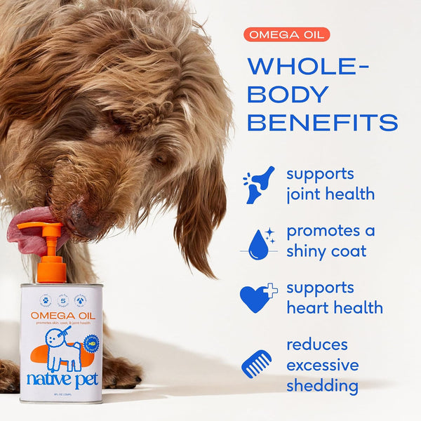 Native Pet Omega 3 Fish Oil for Dogs & Cats – Wild Alaskan Salmon Oil for Dogs Skin and Coat, Supports Joints, Heart & Shedding – Fast-Absorbing