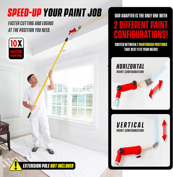 Multi-Angle Paint Brush Extender - High Ceiling Paint Edger Tool, Extension Pole Attachments