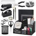 SYMDROMIA 13-in-1 Office Desk Organizer Set with Stapler and Tape Dispenser, Pen Holder, Scissors, Ruler, Hole Punch, 2 Pens & More Desktop