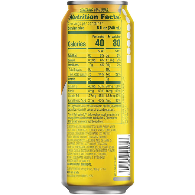 Mountain Dew Kickstart, Pineapple Orange Mango, 90Mg Caffeine, Vitamins B & C, 8