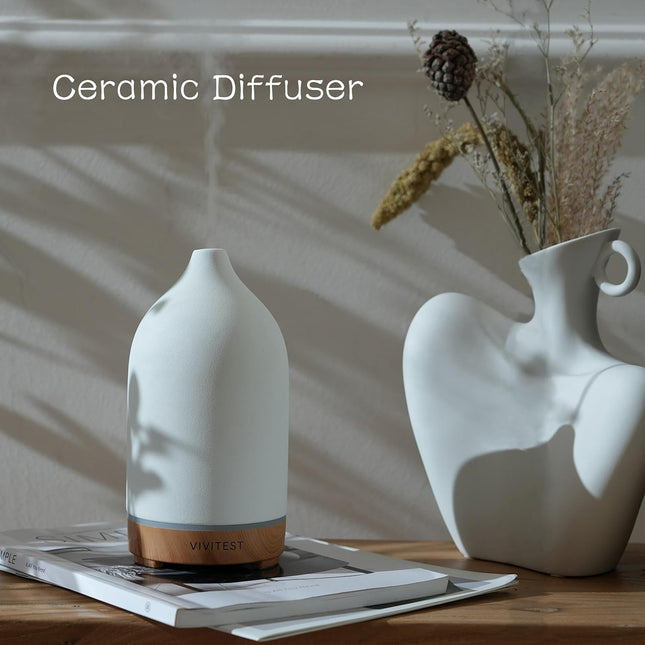 VIVITEST Ceramic Diffusers,Stone Essential Oil Diffuser, Ultrasonic Aromatherapy