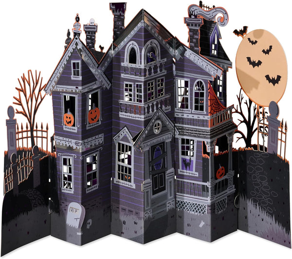 American Greetings Pop Up Halloween Card for Kids or Adults, Displayable 3D Haunted House Halloween Pop Up Card for Boo Baskets (Spooky Season)