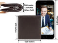 Bullz Genuine Nappa Cow Leather Thick Dual Credit Card ID Flap Quad Fold Large Bifold Mens Wallet Passcase RFID | Genuine Brown