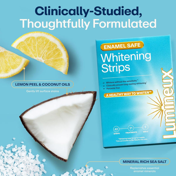 Lumineux Teeth Whitening Strips, Peroxide Free, 21 Treatments (3 Months) | Peroxide free, enamel safe, dentist formulated, clinically tested &