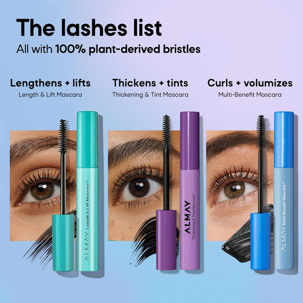 Almay Multi-Benefit Mascara, Volumizing + Lengthening, Hypoallergenic, 502 Black 502 Black 0.24 Fl Oz (Pack of 1)