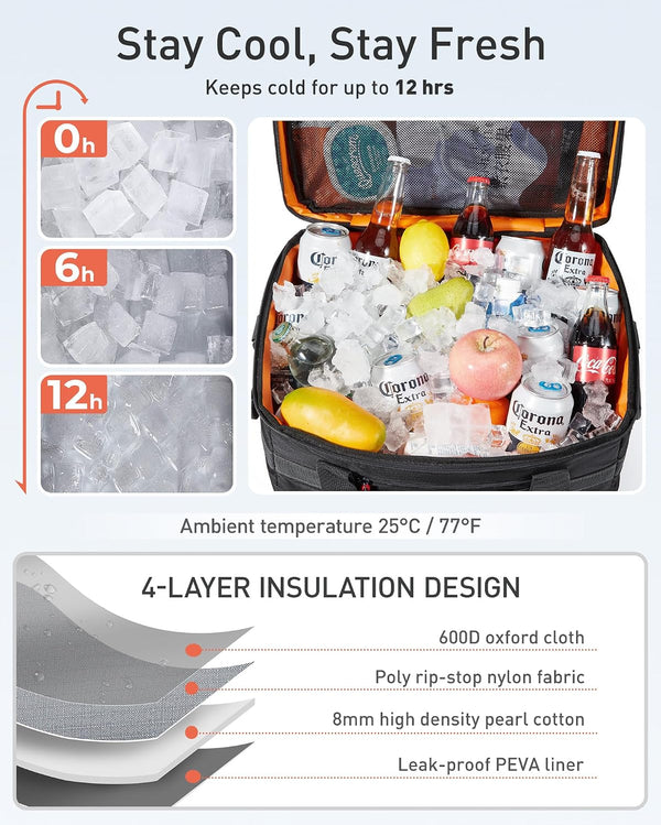 TOURIT Cooler Bag 48/60 Cans Insulated Soft Cooler Large Collapsible Cooler Bag 32/40L Lunch Coolers for Picnic, Beach, Work, Trip
