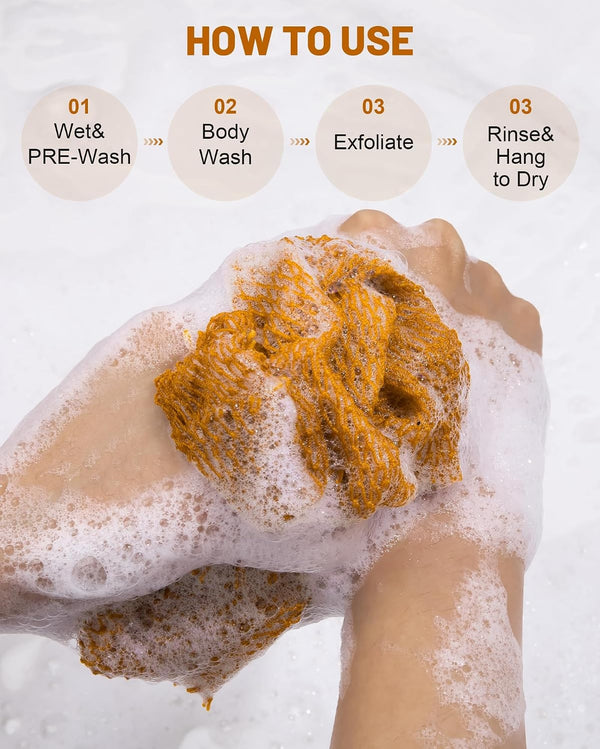 MTDLYICE African Net Sponge 2 Pack, Back Scrubber for Shower, XL 80CM Exfoliating Washcloth, African Net Sponge Authentic, Body Scrubber