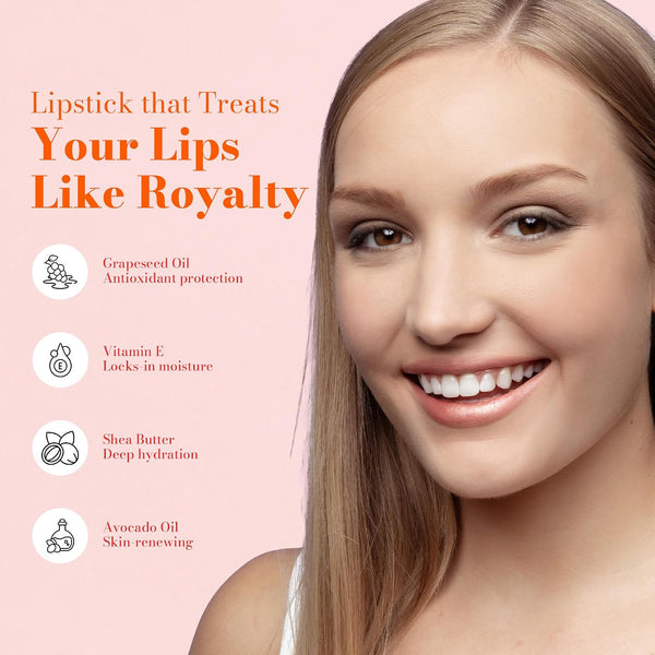 Juwel Cosmetics Frosted Finish Lipstick, Long Wear Moisture-Rich Shades with Natural Minerals, Matte Lipstick Contains Shea Butter, Grapeseed &