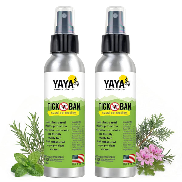 Yaya Organics Tick Ban DEET-Free Mist Spray - Made in USA - All Natural Extra Strength Tick Repellent Spray Made with Essential Oils - Safe for