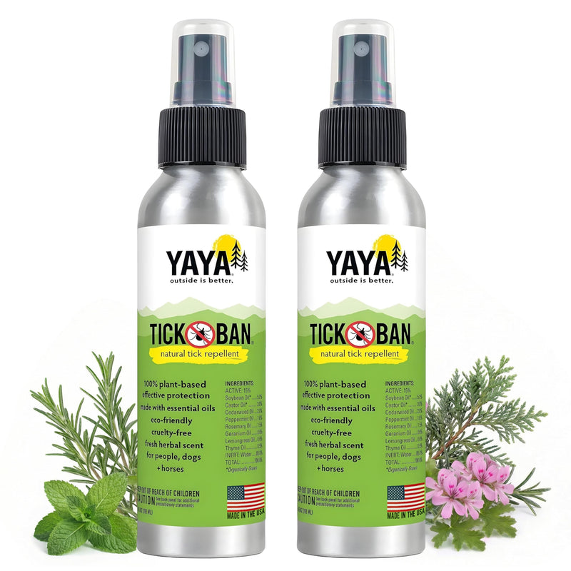 Yaya Organics Tick Ban DEET-Free Mist Spray - Made in USA - All Natural Extra Strength Tick Repellent Spray Made with Essential Oils - Safe for
