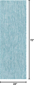 Unique Loom Collection Casual Transitional Solid Heathered Indoor/Outdoor Flatweave Area Rug (2' X 6' 1" Runner, Aquamarine/Ivory)